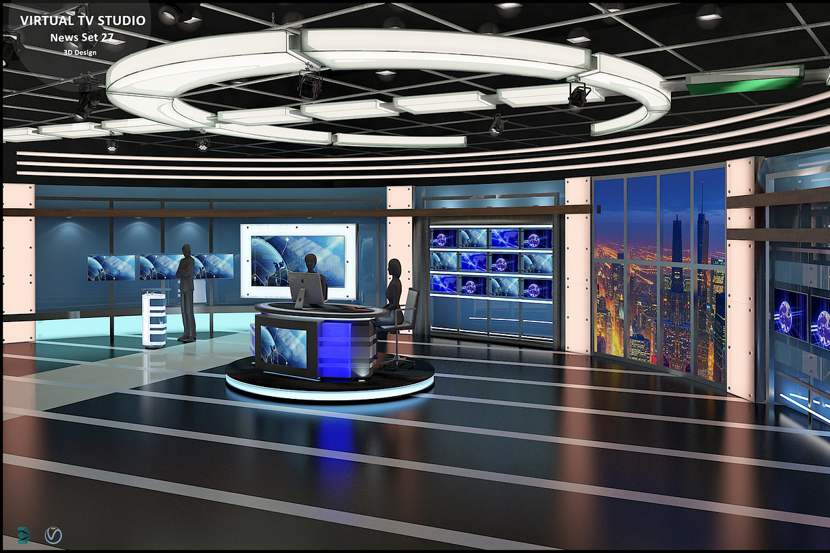 Virtual TV Studio News Set 27, an Architecture 3D Model by akerStudio (Photo 22 of 49)