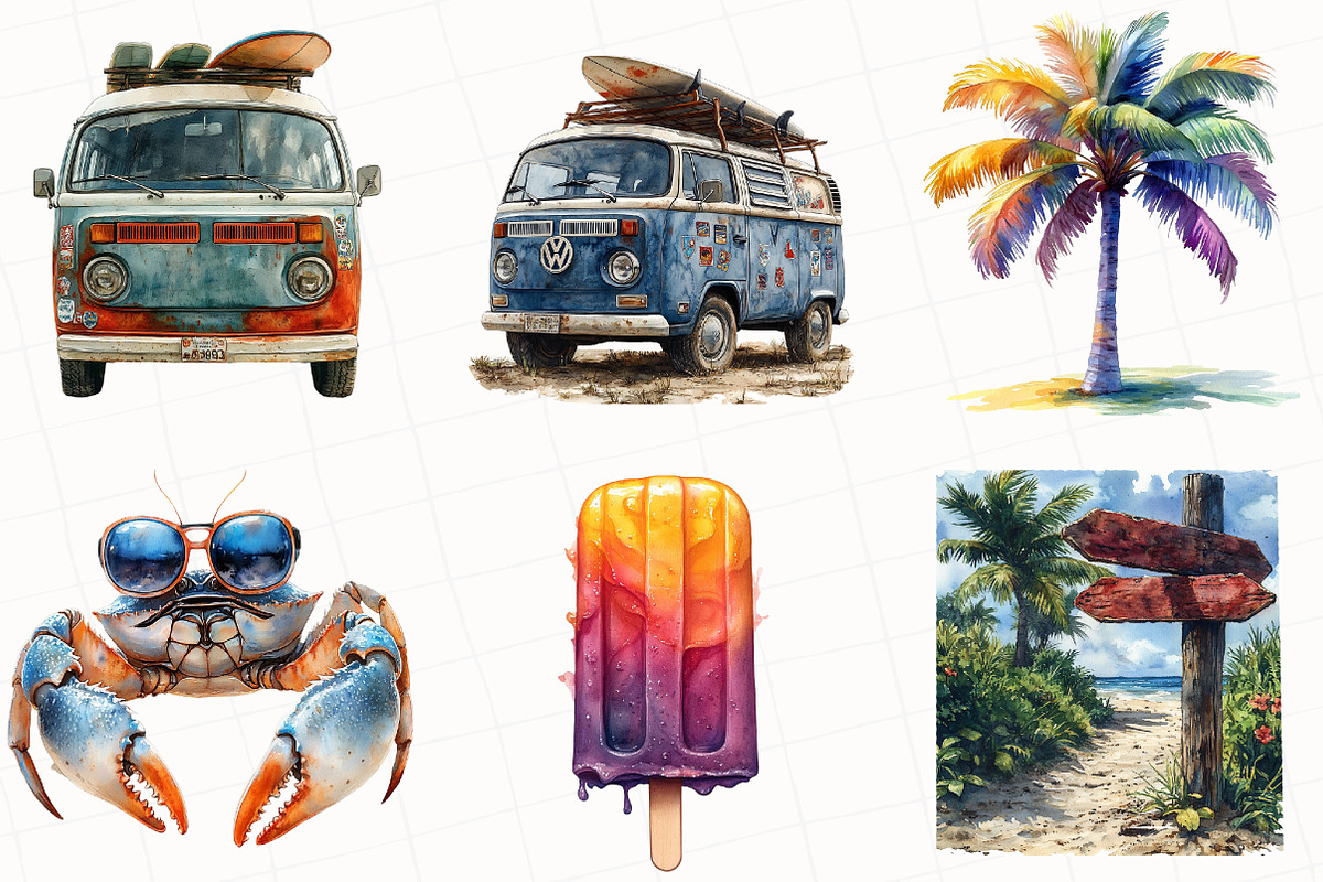 Funky Summer Clipart, an Illustration by OK Design (Photo 4 of 5)