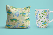 Watercolor cute dinosaurs set, an Animal Illustration by svetodesign (Thumbnail 8 of 8)