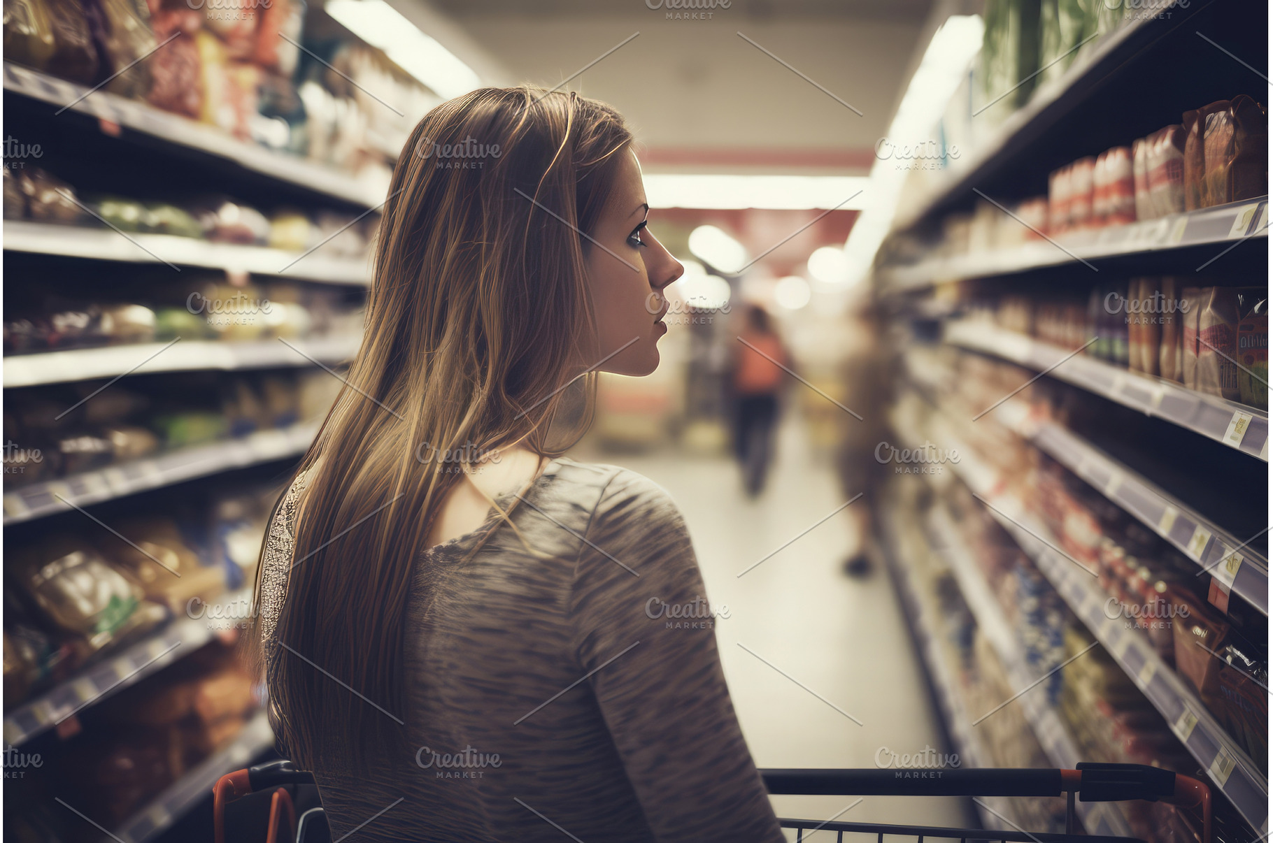 Woman shopping grocery. Generate Ai, a Person Photo by Ylivdesign