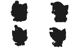 Cartoon Christmas Cats Silhouette 1