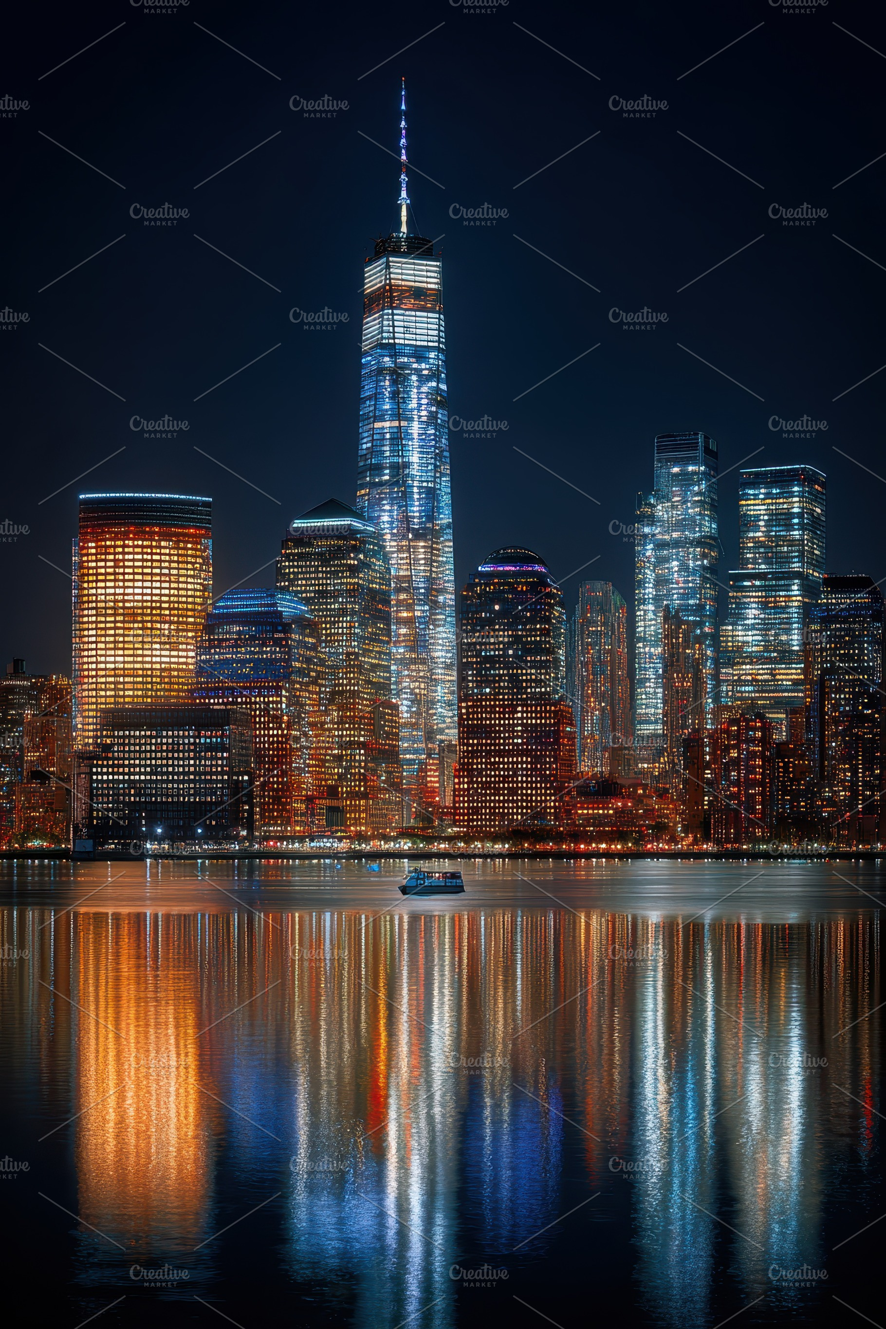 Night view of One World Trade Center, a Photo by Pixeness Studio