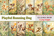 Playful Running Dog, a Background Graphic by Printable Treasure (Thumbnail 1 of 5)