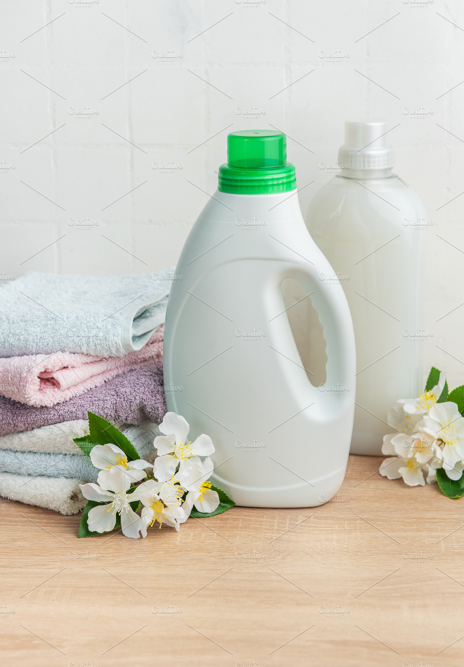 Laundry detergent softener towels for fresh clean clothes, an Industrial Photo by Olena Rudo