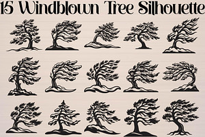 Windblown Tree Silhouette