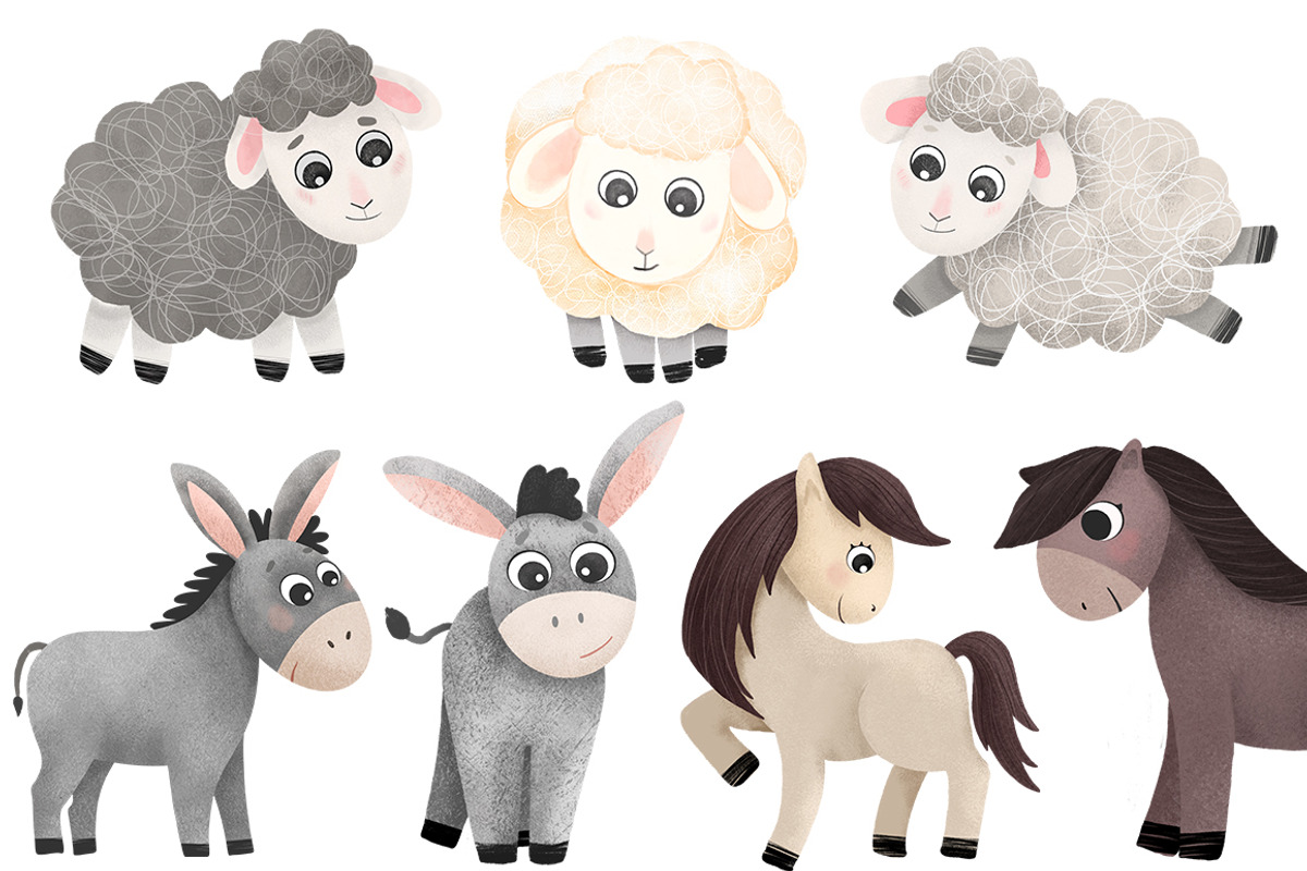 Cute farm animals, an Animal Illustration by LikaYu (Photo 5 of 6)