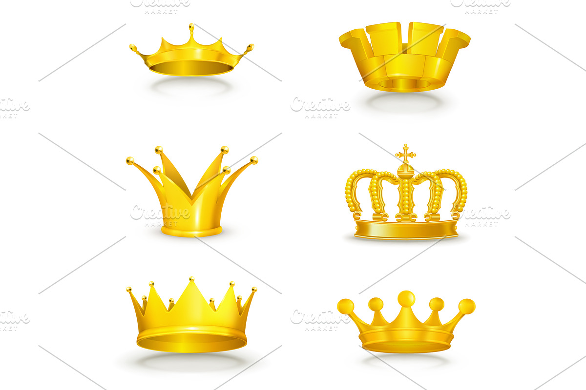 Golden crowns, vector icons