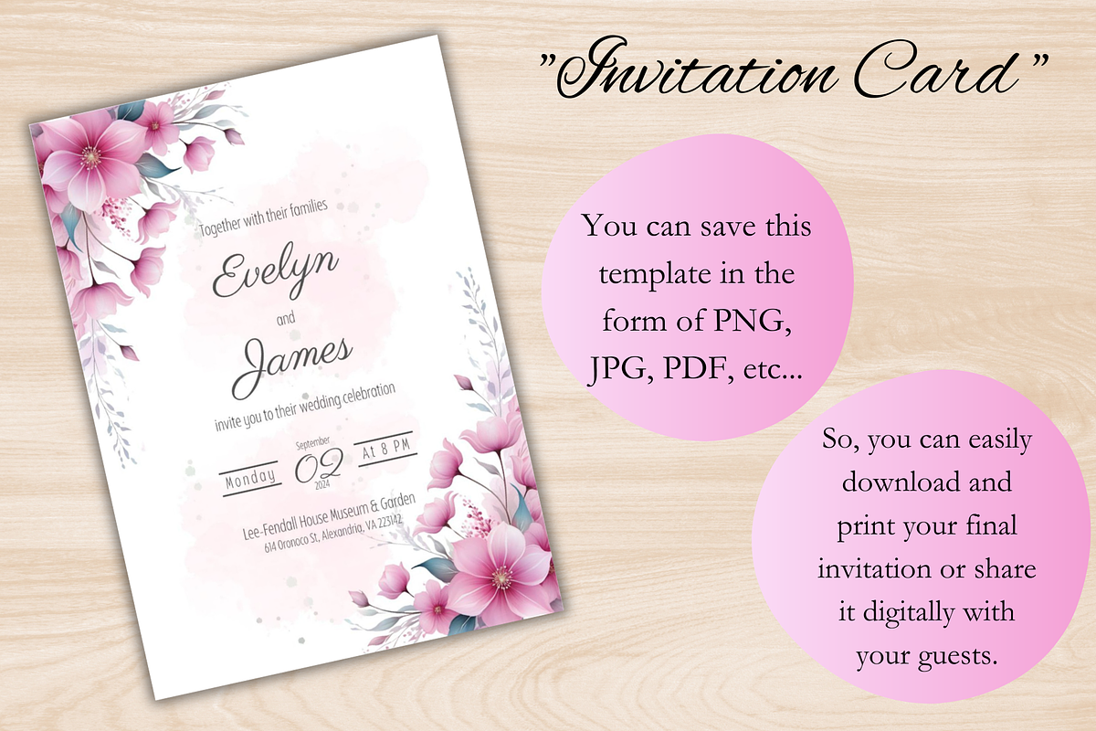 Pink Floral Wedding Invitation, an Invitation Template by Talentex Invitations (Photo 2 of 4)