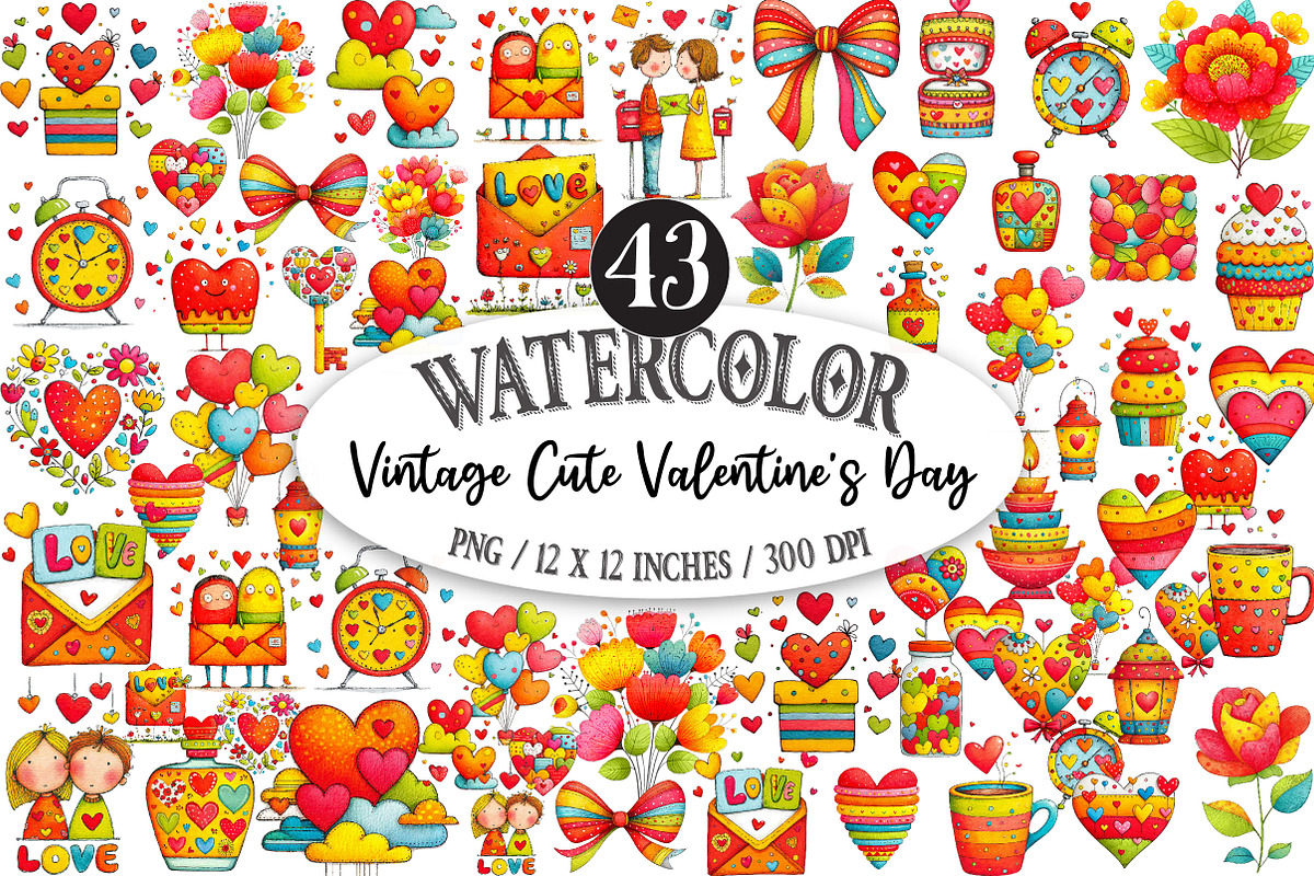 Vintage Cute Valentine's Day, an Illustration by Designking (Photo 1 of 5)