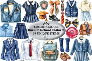 Back to School Uniform Clipart, an Illustration by Craft Nest