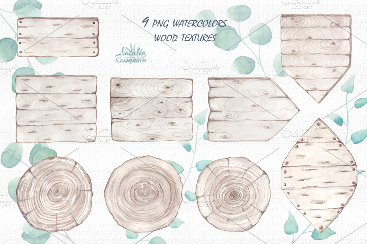 Big green set in watercolor., a Texture Illustration by BrushArtDesigns (Photo 4 of 9)