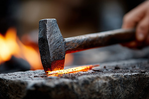 Close up of blacksmith hammering hot, an Industrial Photo by MistyDay