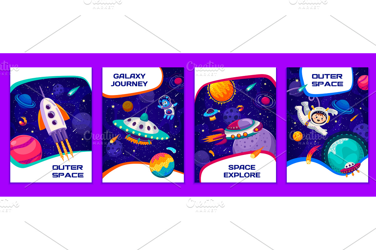 Space posters with astronauts, a Technology Illustration by Vector ...