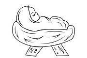 Baby Jesus sleeps in the cradle., an Illustration by Tanysl (Thumbnail 1 of 4)