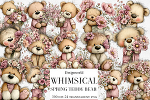 Whimsical Cute Teddy bear Clipart, an Illustration by Designworld