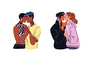Diverse couples kiss, hug set, cards, a Person Illustration by PaperTrident (Thumbnail 3 of 14)