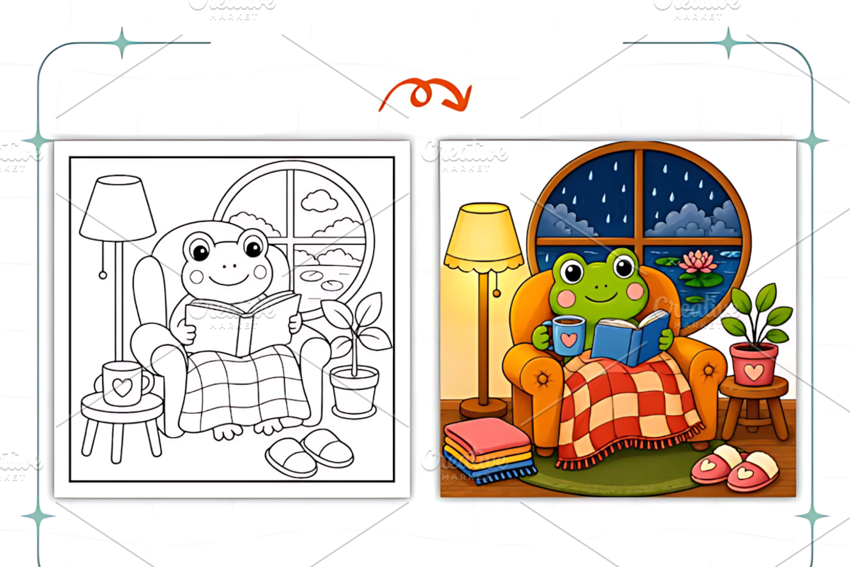 Bold Easy Frog Days Coloring Book, an Object Illustration by Coco Bloom (Photo 8 of 8)