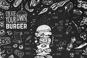 Burger menu. Hand-drawn. Chalk style, a Decorative Illustration by Margo Miller (Thumbnail 8 of 15)