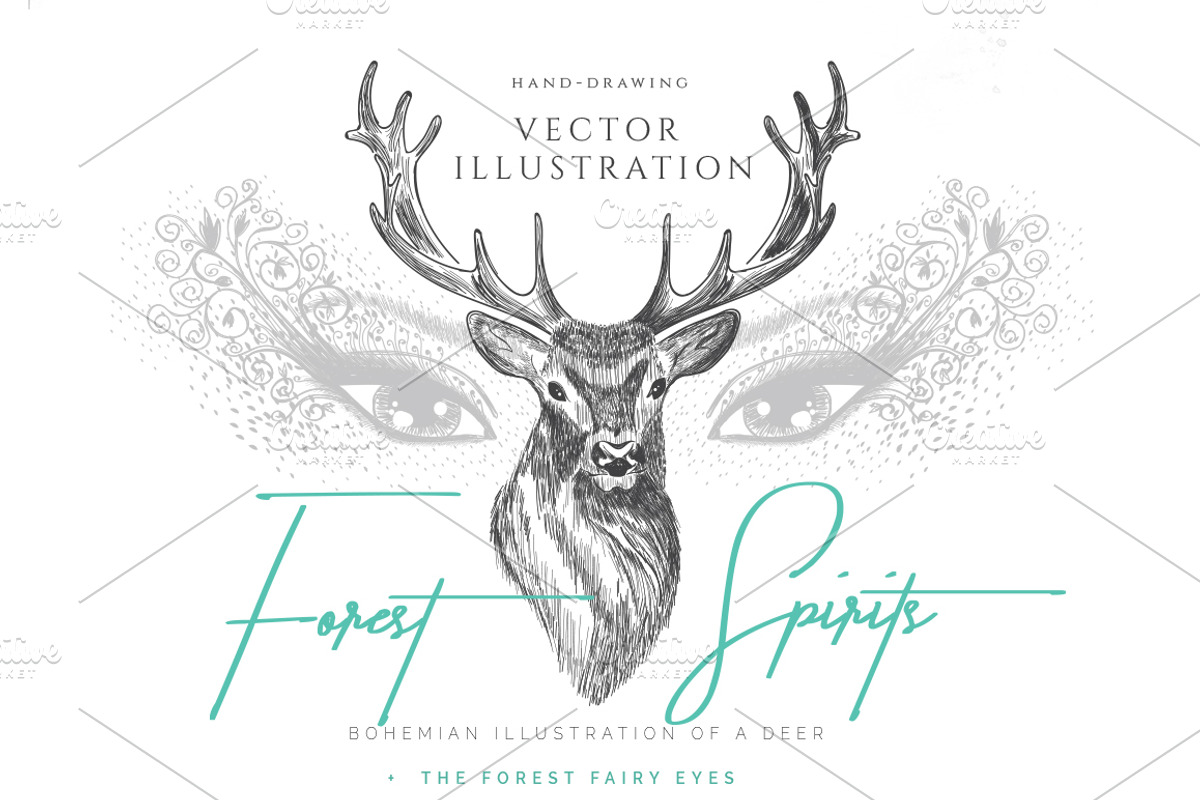 BOHEMIAN DEER ILLUSTRATION, an Illustration by Friendly Label (Photo 1 of 2)