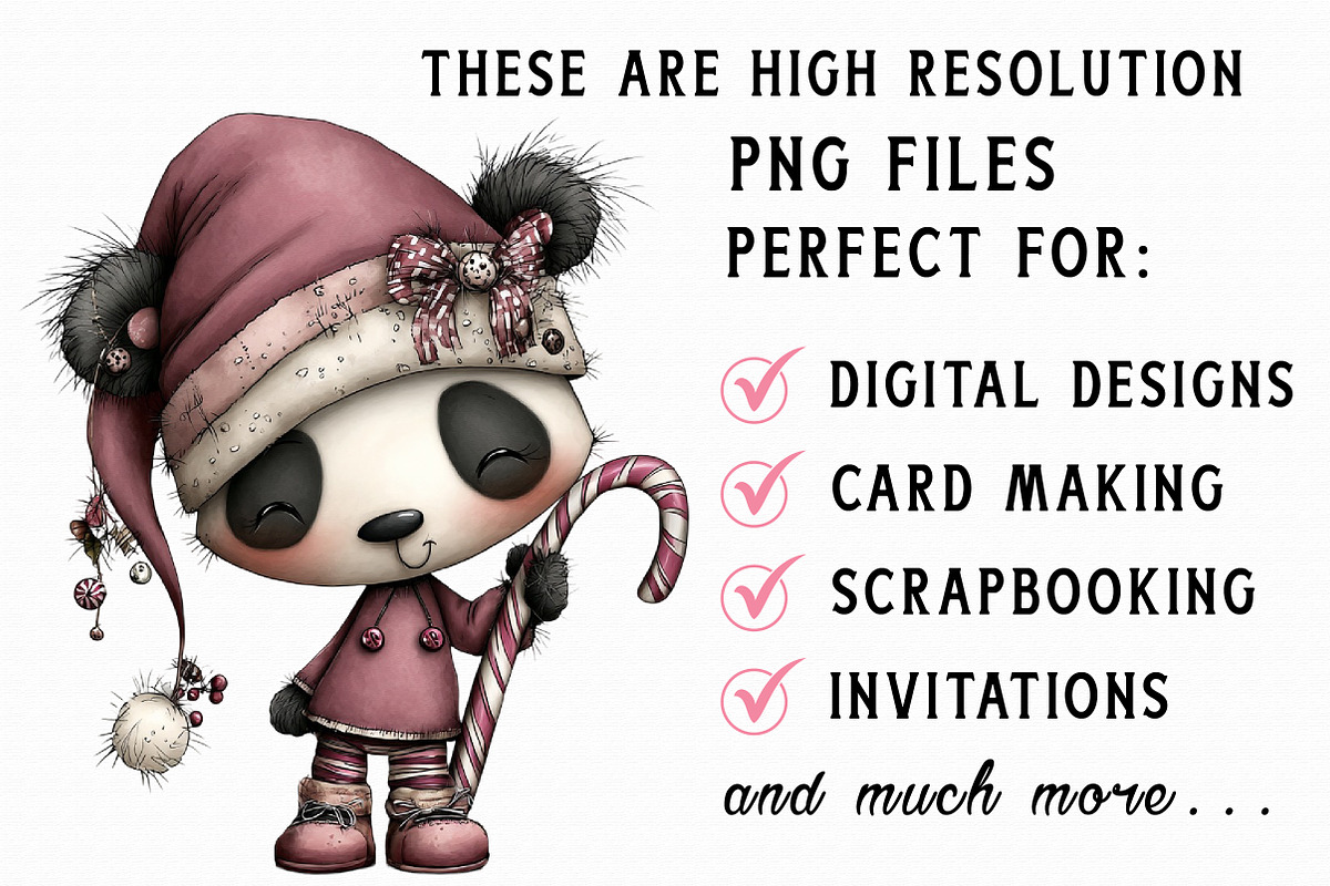 Whimsical Panda Christmas Clipart, an Illustration by Libby Wishes (Photo 7 of 7)