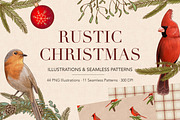 Rustic Christmas Clipart & Patterns, a Seasonal Illustration by Everilda (Thumbnail 1 of 7)