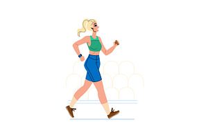 Young woman wearing smartwatch and, a Sport Illustration by pikepicture