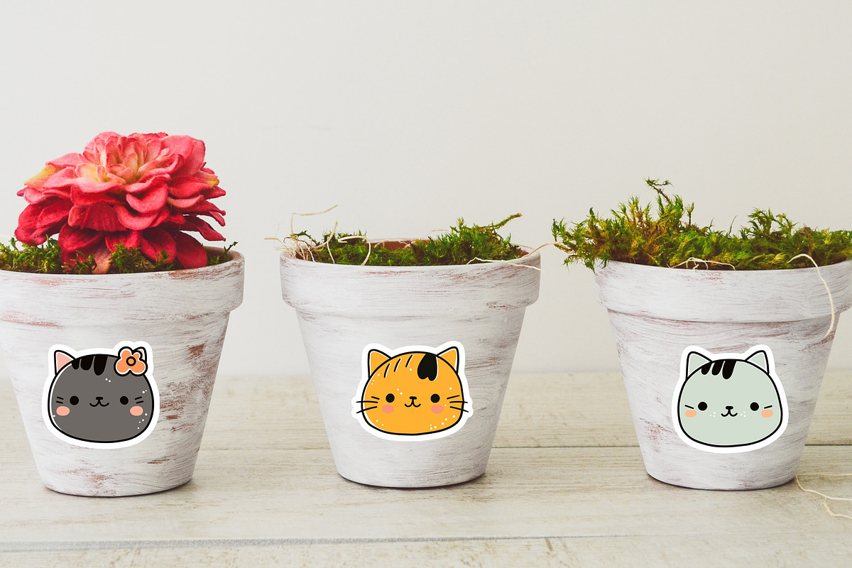 Cat Faces Sticker Pack, an Animal Illustration by natalisart (Photo 4 of 5)