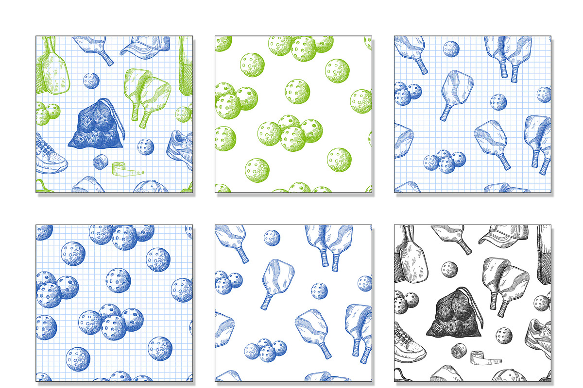 Pickleball Equipment In Sketch Style, a Sport Illustration by Mona Monash (Photo 3 of 3)