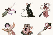 Vintage Witch Clipart Bundle, a Seasonal Illustration by BusyDaydesign (Thumbnail 5 of 9)