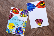 set of watercolor fish and shells, an Animal Illustration by art_mouse (Thumbnail 2 of 7)