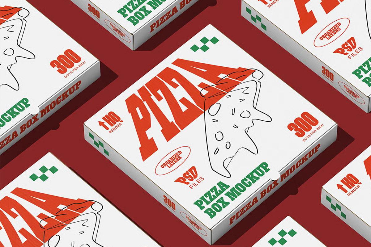Pizza Box Mockup, a Packaging Mockup by graphicsauce (Photo 2 of 4)