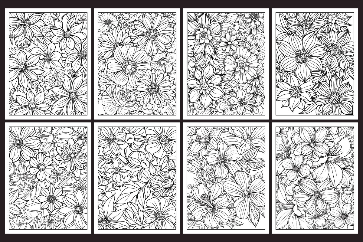 Stress Relief Flowers Coloring Pages, an Illustration by protabsorkar11 (Photo 2 of 8)