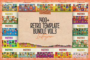 Retro Instagram Bundle Vol.3, a Social Media Template by Creatchees.std