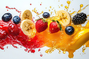 Fresh Fruit Splash Vibrant Juice Ble, a Photo by Pixeness Studio