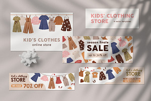Kids' clothes sale banners set, a Decorative Illustration by Good Studio