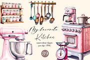 My Favorite kitchen, Vintage clipart, a Food Illustration by Hello My Print (Thumbnail 1 of 10)