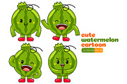 Watermelon Mascot Vector Pack, a Food Illustration by MEDZ (Thumbnail 3 of 4)