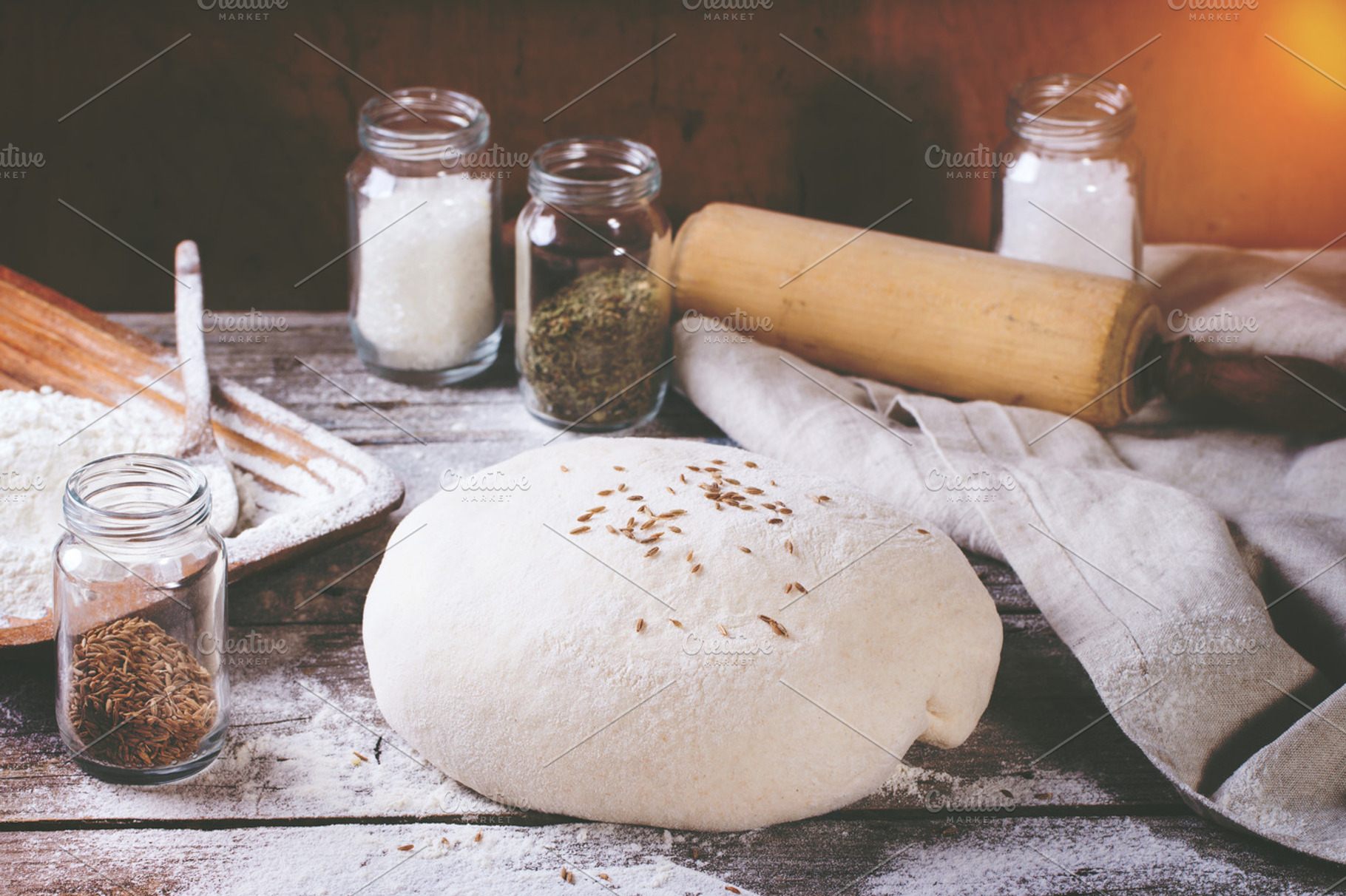 Baking bread stock photo containing dough and bread