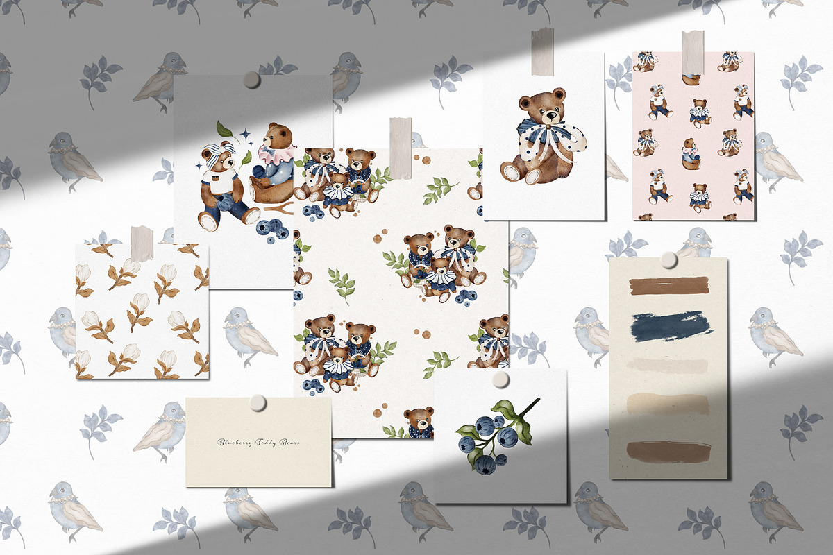 Blueberry Teddy Bears Watercolor Set, an Animal Illustration by Pati Paints (Photo 5 of 12)