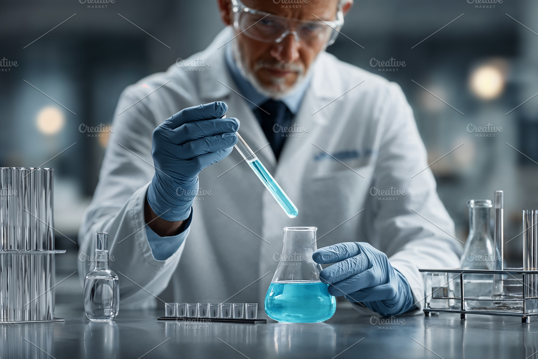 Medical lab specialist performs chem, a Health & Medical Photo by OSORIOartist