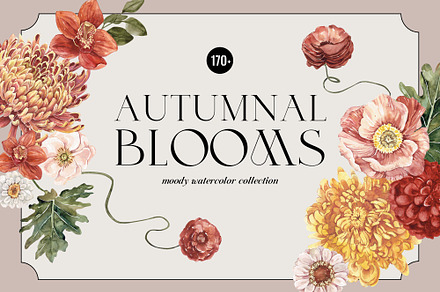Autumnal Blooms Moody watercolor