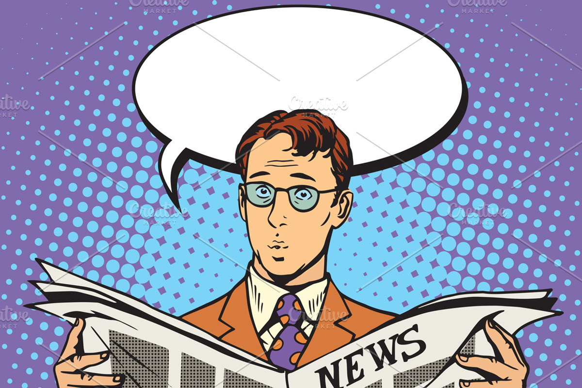 newspaper news surprise reader, a Finance Illustration by studiostoks