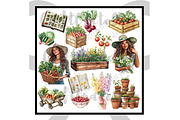 Watercolor Summer Garden Clipart, an Illustration by CraftCrateShop (Thumbnail 4 of 7)