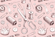 Hand drawn sewing tools, a Texture Illustration by Sundra (Thumbnail 6 of 8)