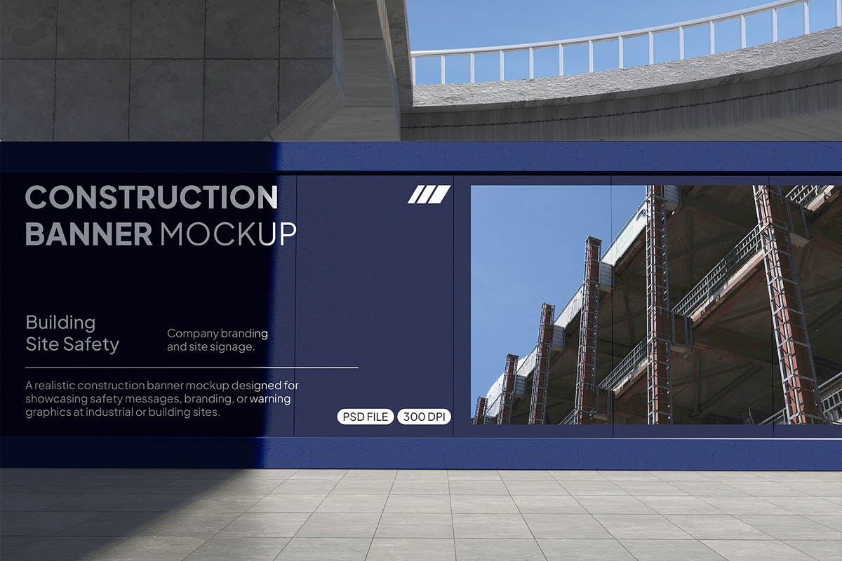 Construction Banner Mockup, an Advertising Mockup by Permadi Creative (Photo 3 of 5)