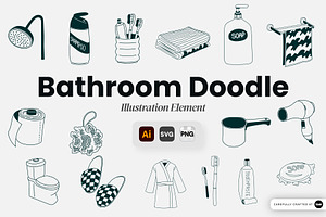 Bathroom Doodle Hand Drawn, an Object Graphic by SLAB! Design