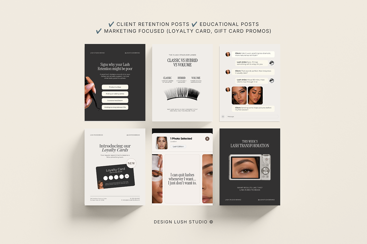 40 Lash Extension Instagram posts, a Social Media Template by Design Lush Studio (Photo 2 of 8)