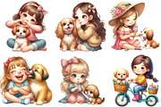 Little Girl and Dog Clipart, an Illustration by Pixels.Craft (Thumbnail 3 of 9)