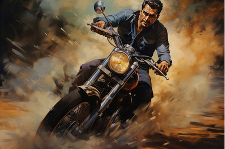 Man riding motorcycle. Generate Ai, a Sports & Recreation Photo by Ylivdesign