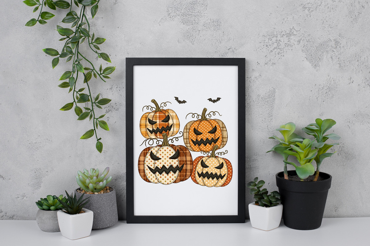 Vintage Patchwork Pumpkin Halloween, an Illustration by Daily.Designs (Photo 5 of 5)